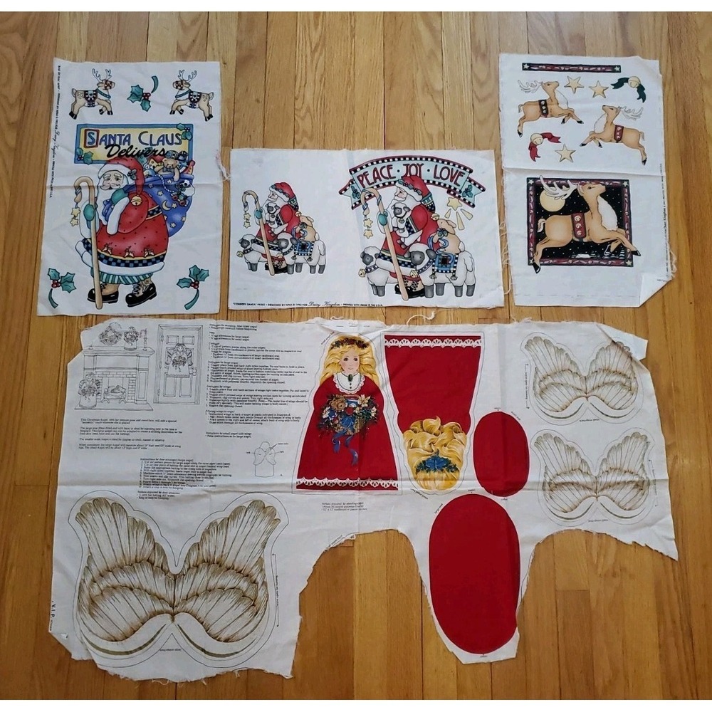 Christmas Fabric Panel Lot Country‎ Santa #6362 Applique Panel Lot 1993